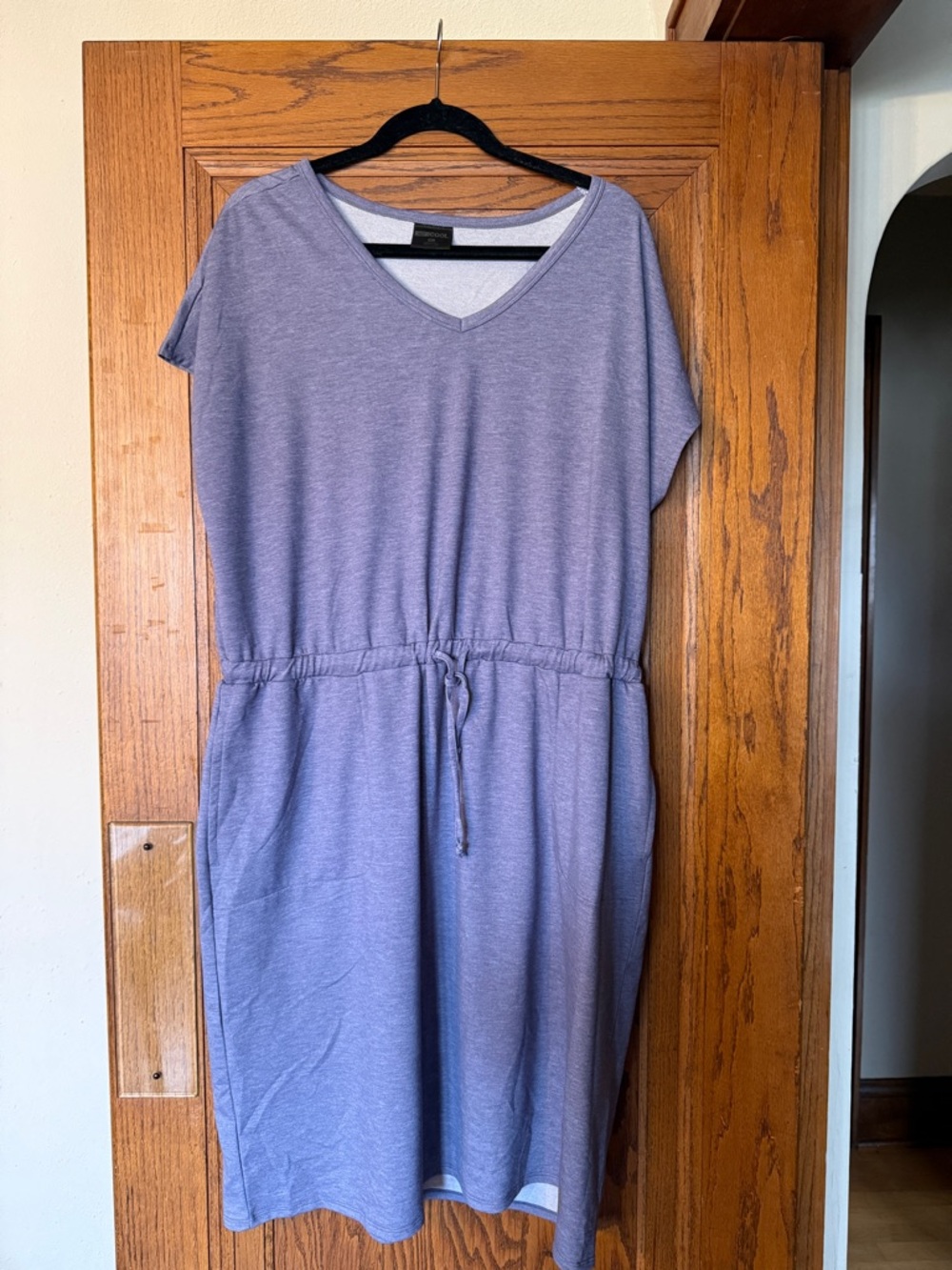 V-Neck Drawstring Midi Dress